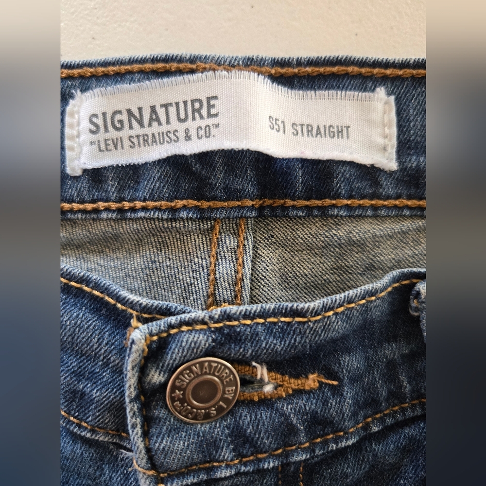 Levi Strauss Signature Men's Classic Blue Straight Jeans - Picture 3 of 5